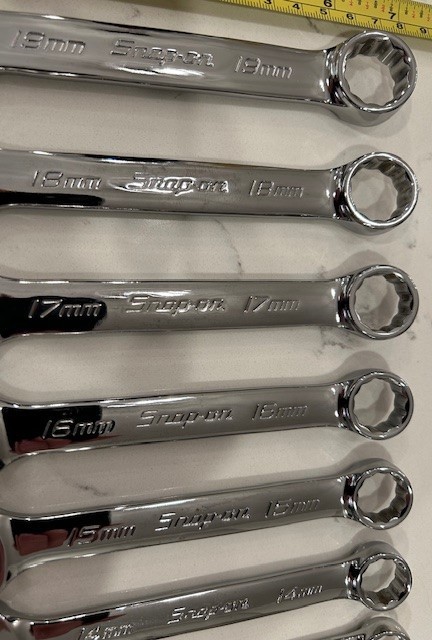 REDUCED! Snap On 14 pc 12-Pt Metric Flank Drive Short Combo Wrench Set (6–19 mm)