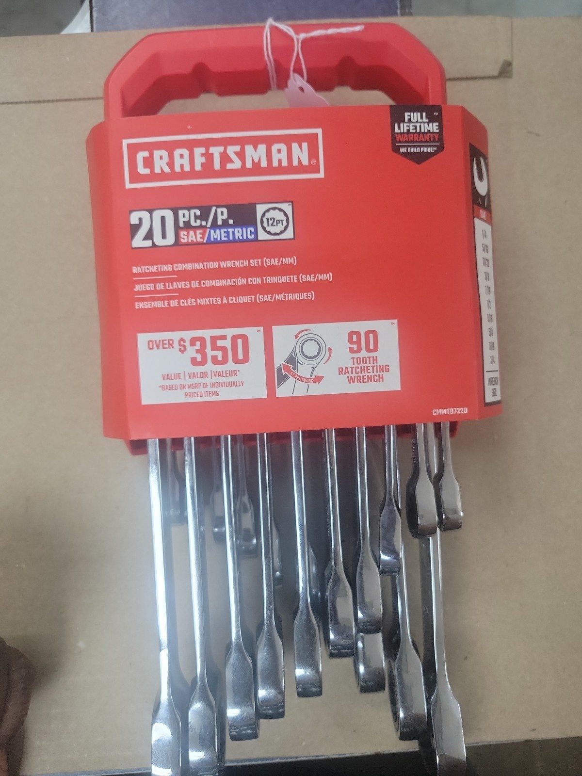 Craftsman 20pc Ratcheting Combination Wrench Set SAE Metric 90t CMMT87220 NEW