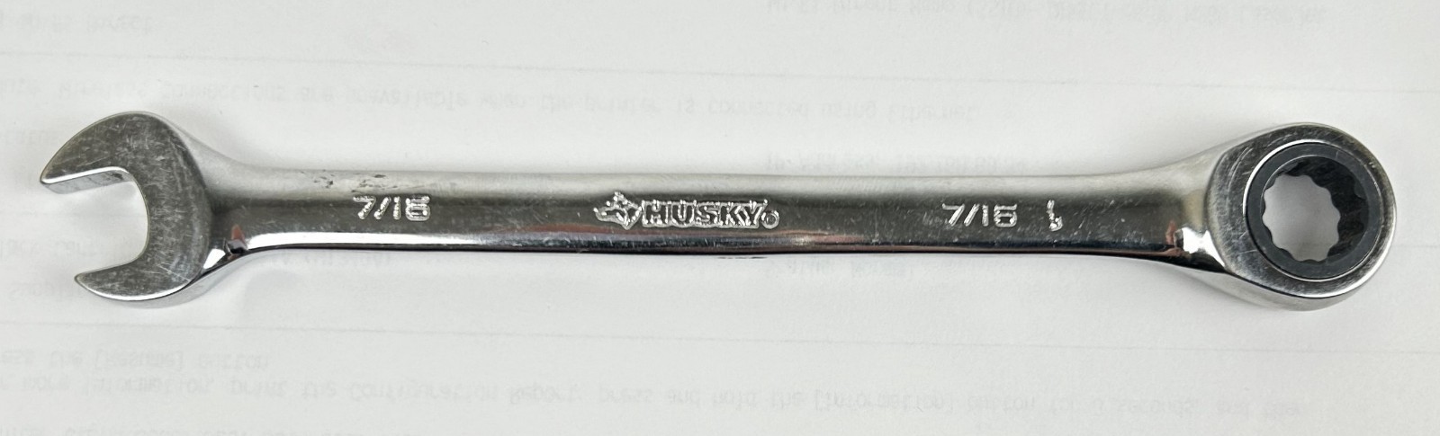Husky 7/16 Ratcheting Combination Wrench 12pt 6-1/2″ Long