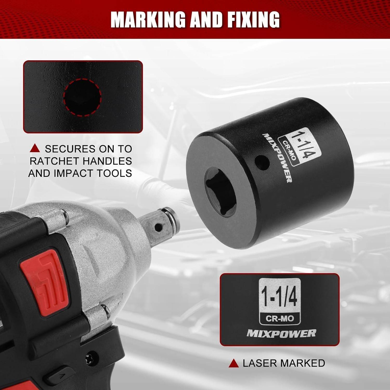 High Torque Shallow Impact Socket 1-1/4″ for 1/2″ Drive Tools— Included