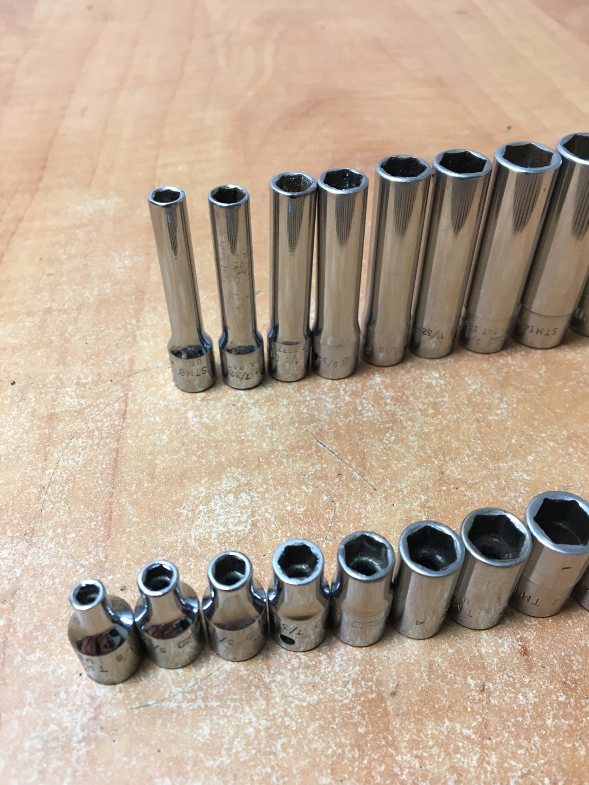 Snap-On 1/4″ Dr TM6-18 SAE 6pt Shallow STM4-18 SAE 6pt Deep 22 pc set