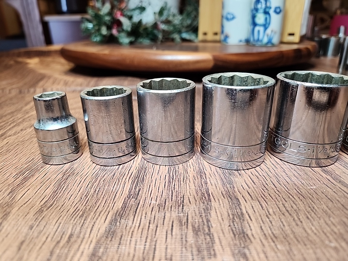 Vintage SK Tools 1/2″ Drive 8pc Socket Set 7/16″ – 1-1/4″ USA + Ratchet & Exten