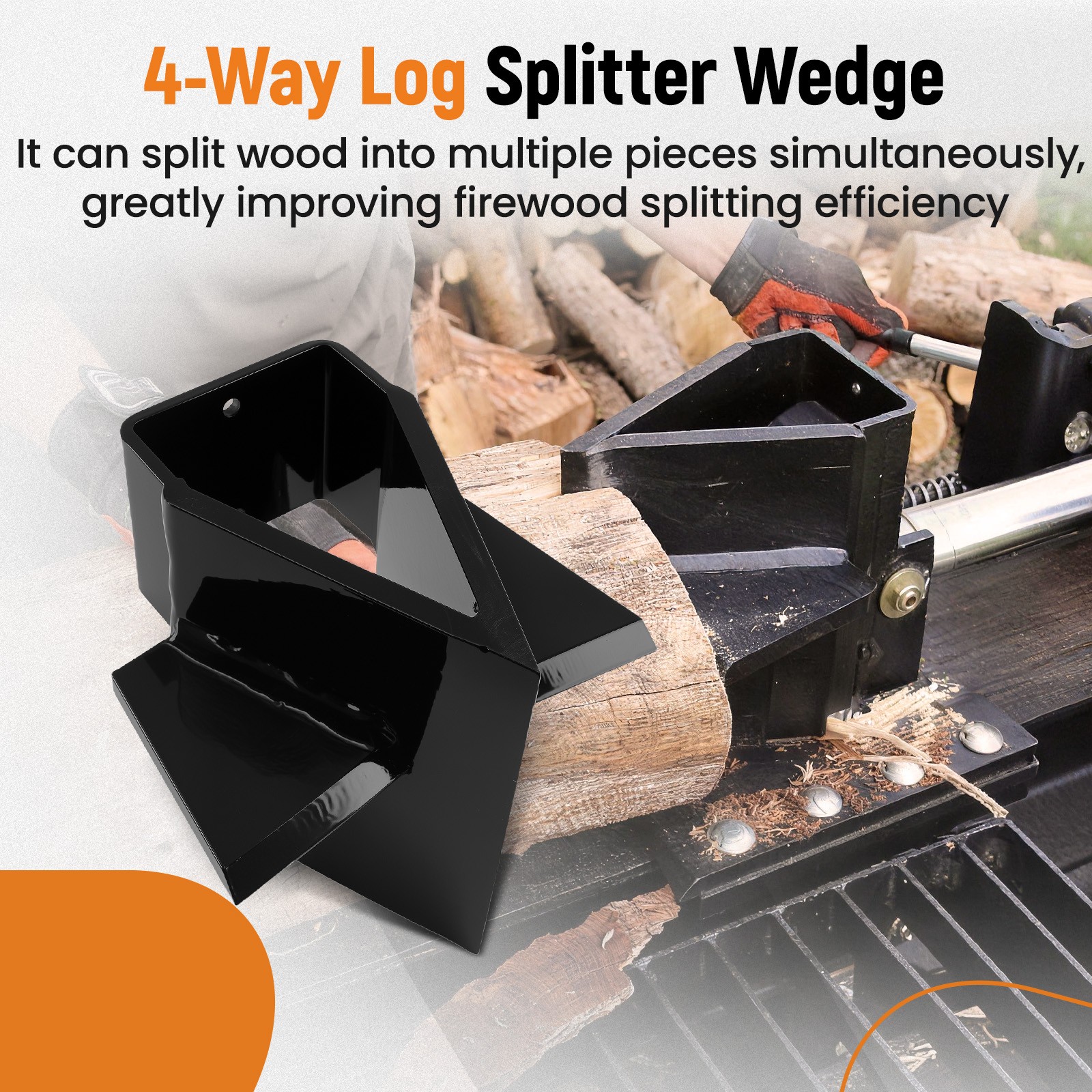 1PC 4 Way Wedge Assembly for Swisher 22 28 34 Ton Steel Log Splitter Black