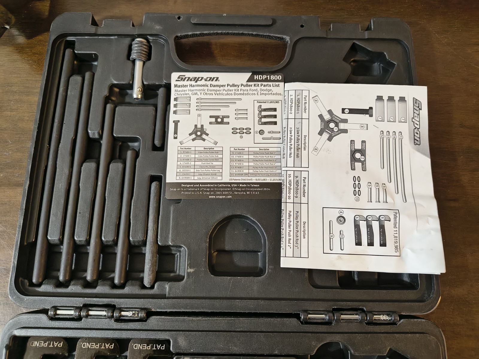 Snapon Tools Hdp1800 Harmonic Balancer Removal Tool Kit