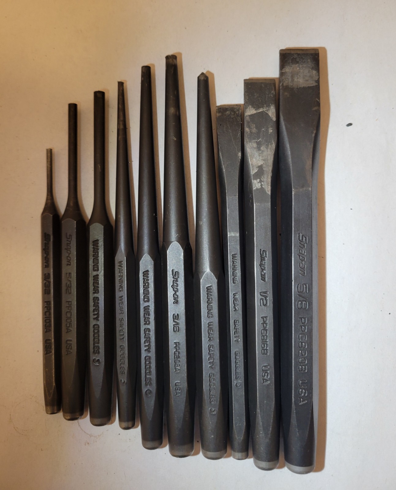 Snap On PPC710BK 11 pc Punch and Chisel Set