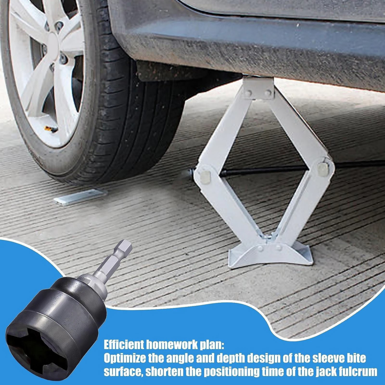 For Car Jack Power Drill Adapter, Scissor Jack Socket Converter, High Strength