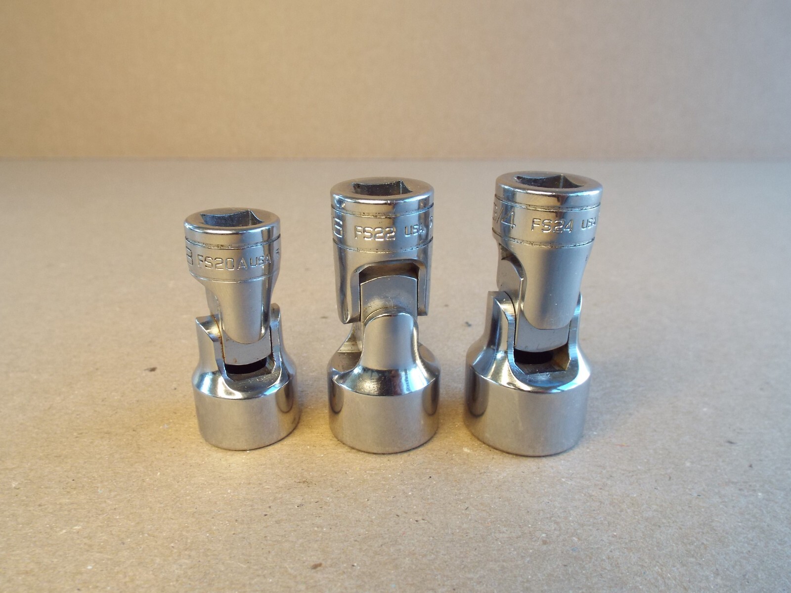 VTG Snap-On 3-Pc 3/8″ Dr 6 Pt SAE Swivel Socket 5/8″ 11/16″ 3/4″ USA – Nice !