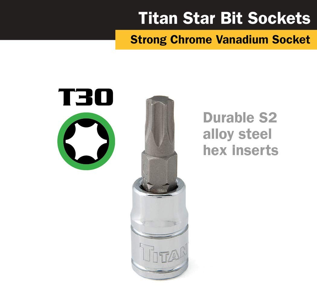 Titan 66930 1/4-Inch Drive x T30 Star Bit Socket One Size, Factory