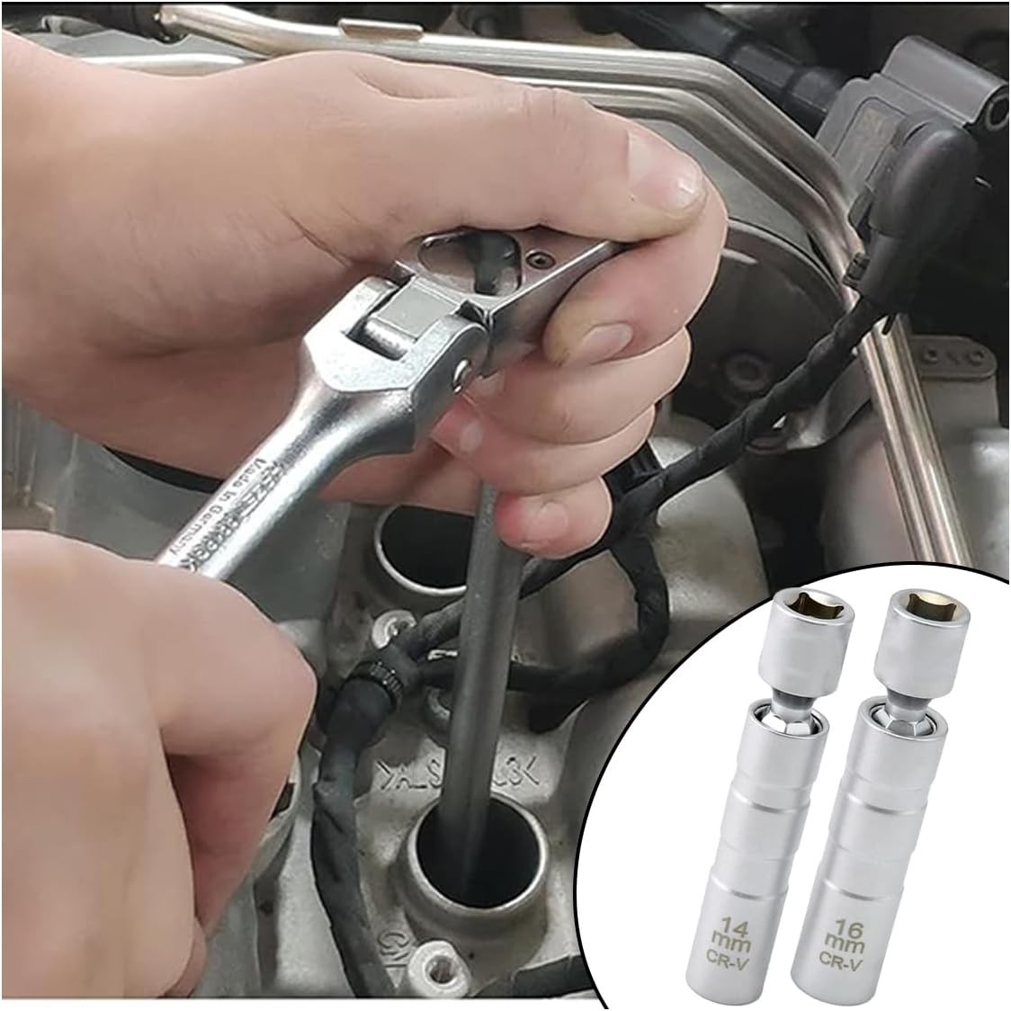 New 14MM Thin Wall Magnetic Swivel Spark Plug Socket 12-Point Removal Tool
