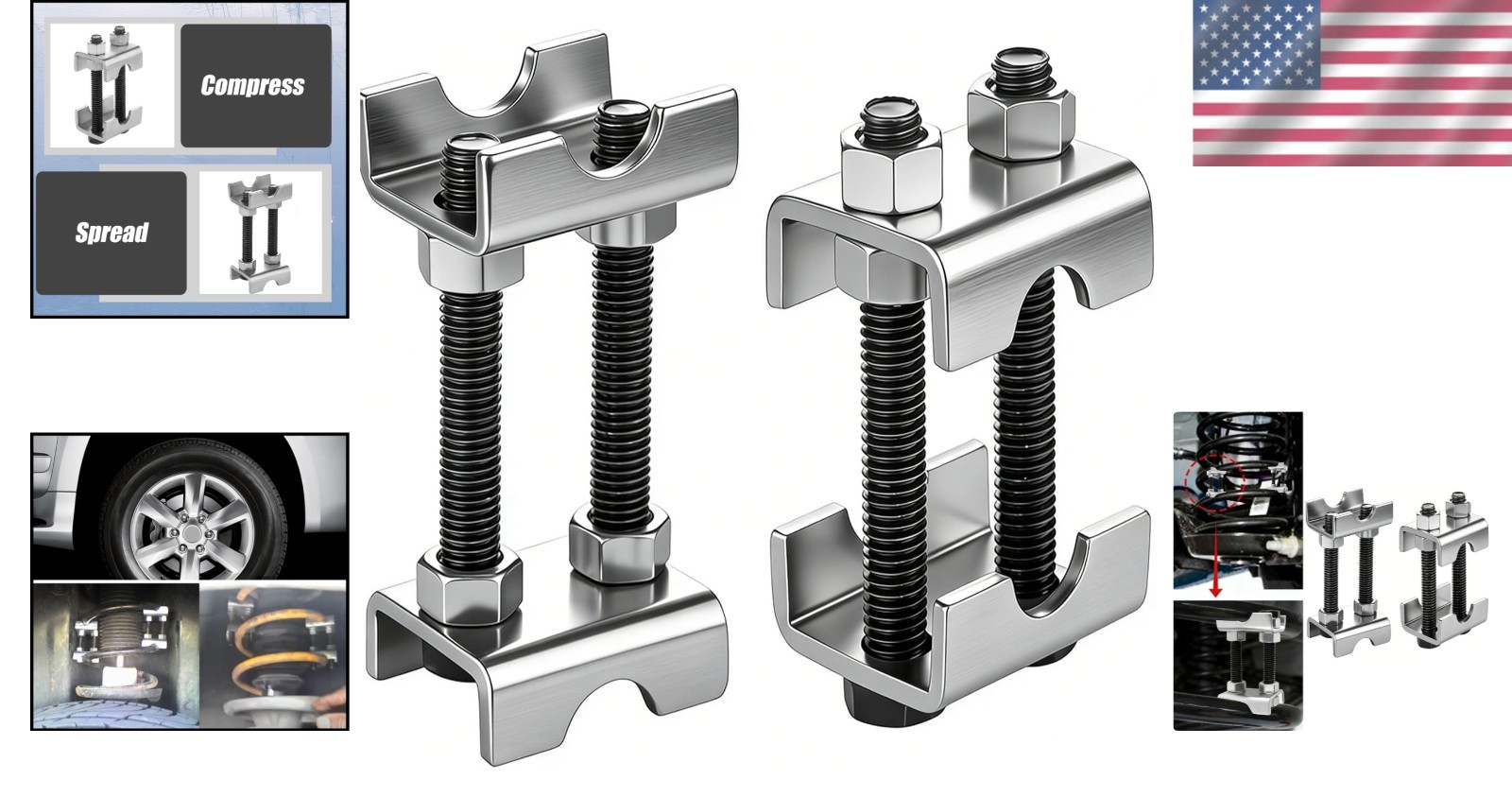 High Durability Adjustable Coil Spring Compressors – Lift or Lower 1-2 Inches
