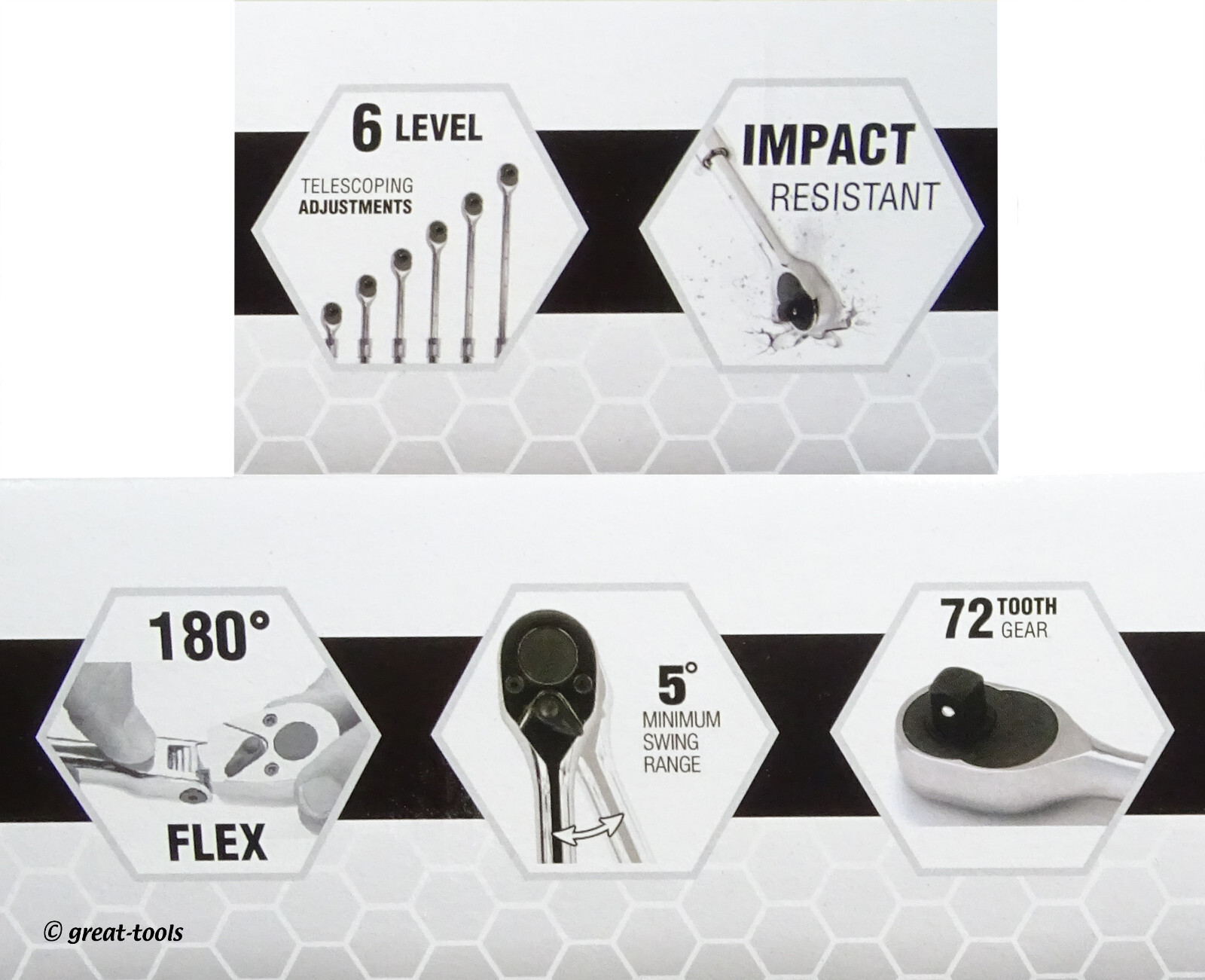 LOCKING FLEX HEAD RATCHET SET – extendable ratchets – automotive hand tools