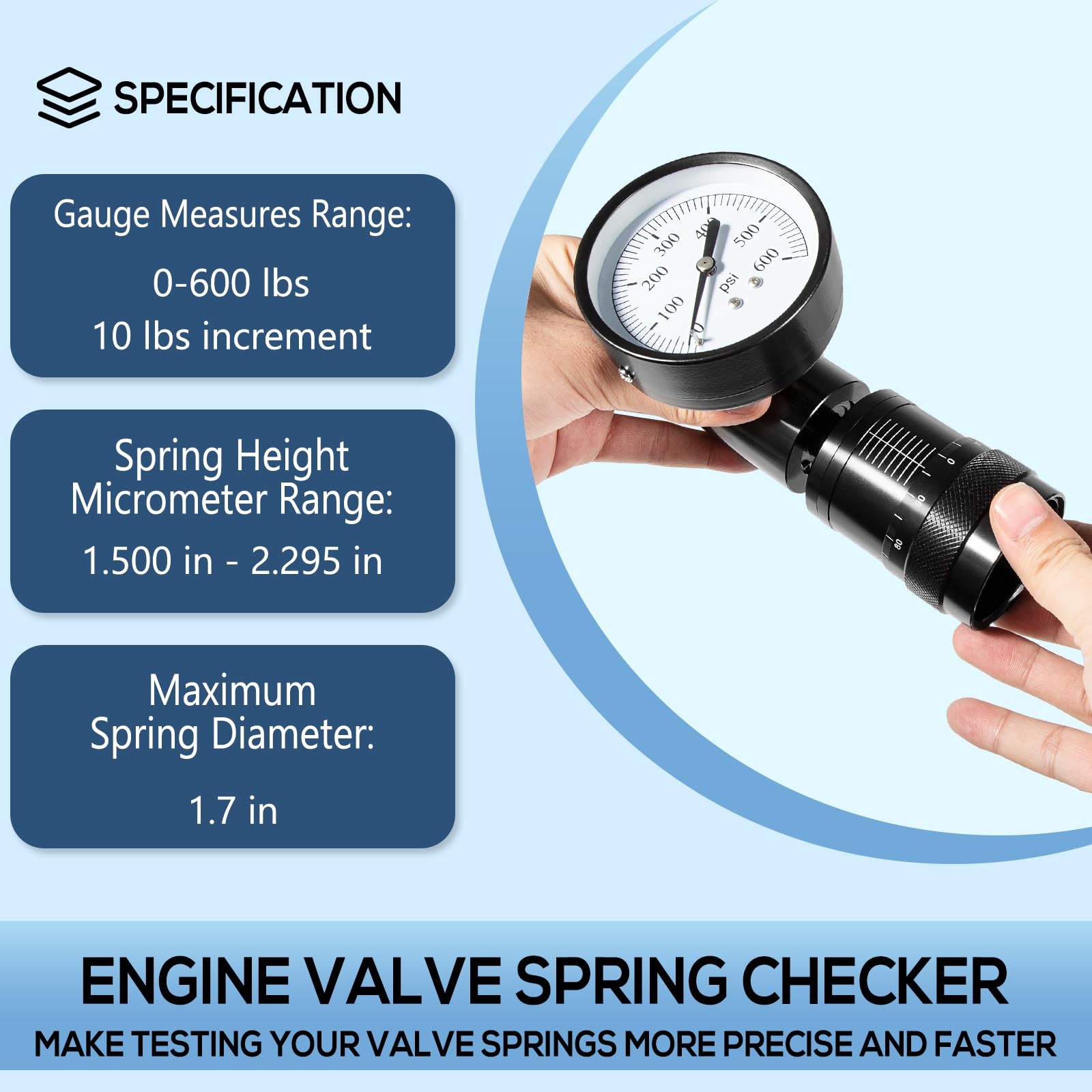66841 Engine Mini Valve Spring Tester with Micrometer Combo, Vise/Arbor Mount