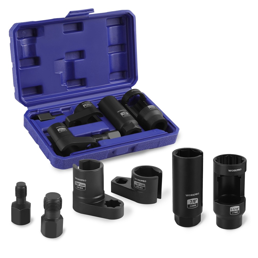 WORKPRO 6PC O2 Oxygen Sensor Socket Automotive 3/8″ 1/2″Drx1-1/16″7/8″ 27mm 22mm
