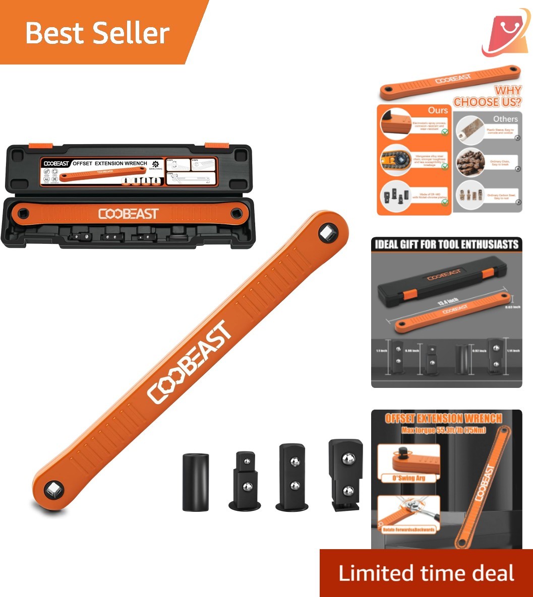 Offset Extension Wrench Impact Ready Socket Kit 1/4 3/8 1/2 Square Drive