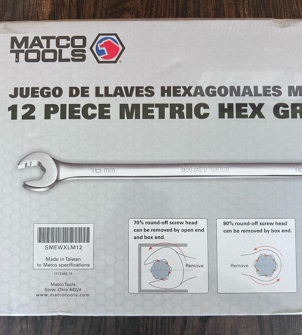 Matco Tools 12 PIECE Metric Hex Grip Wrench Set SMEWXLM12 8MM-19MM New