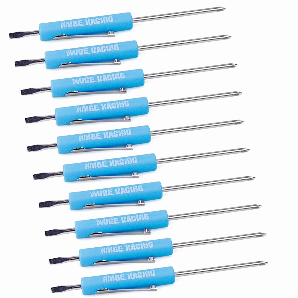 10PCS Mini Pocket Screwdriver Flat Tip w/ Magnet and Clip Phillips Slotted Flat