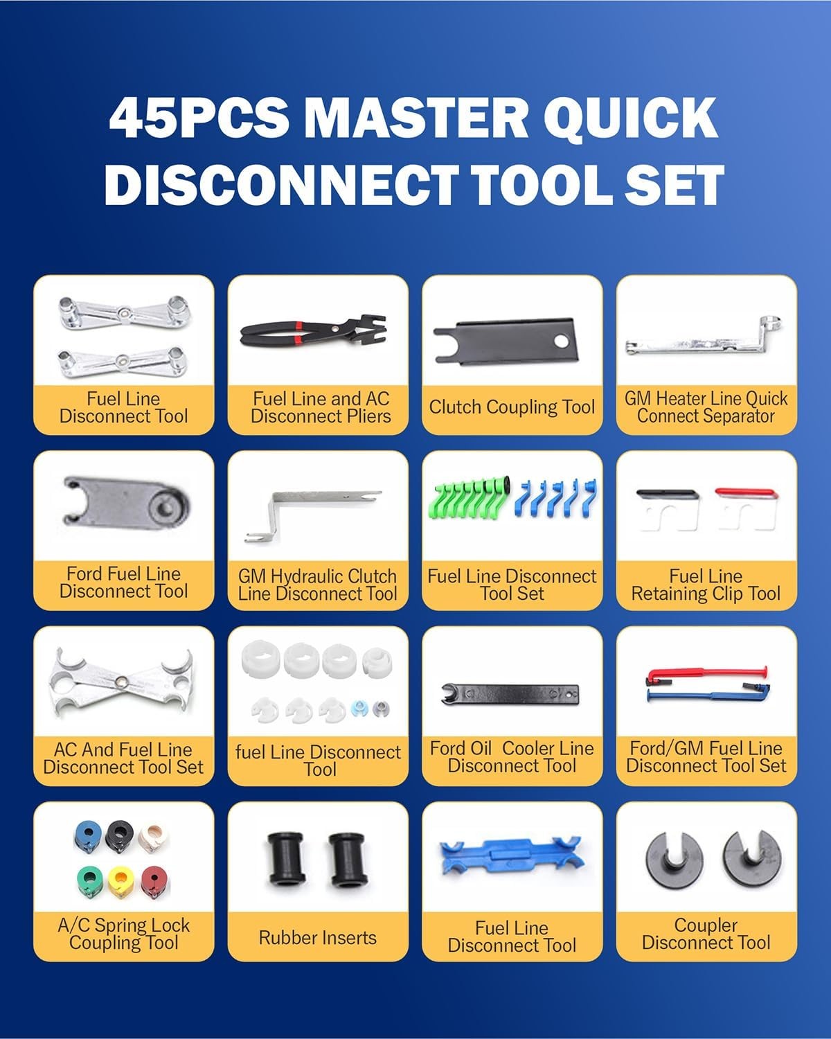 45Pcs Master Quick Disconnect Tool Set Fuel Line Disconnect Tool Kit for Automot