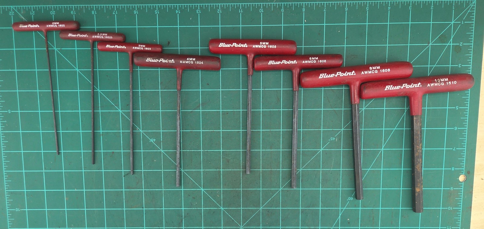 Blue Point AWMCG-1600 T-Handle Hex Allen Wrench Set Metric Keys 2mm-10mm 8 pcs
