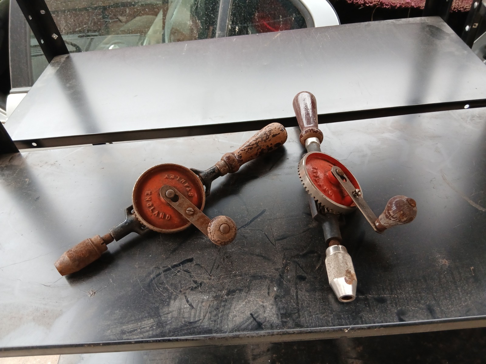 2 X STANLEY HAND DRILL VINTAGE TOOL CARPENTRY WOODWORKING
