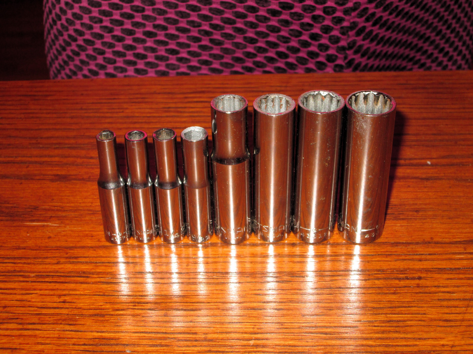 Set of 8: Craftsman G Series 1/4 & 3/8″ drive SAE Sockets – 2″ and 2-1/2″ Long