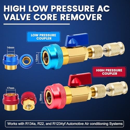 AC Valve Core Removal Tool Kit 60pcs Schrader Remover Installer R134a R1234YF
