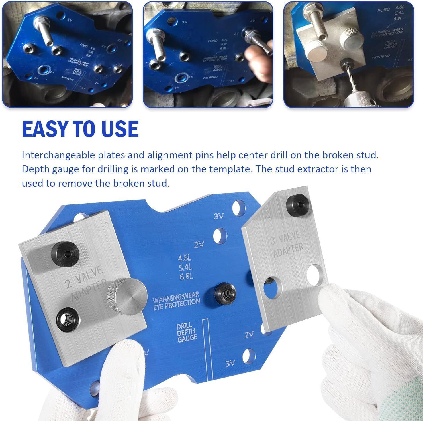 68500 Manifold Drill Template for Ford 2V & 3V 4.6L 5.4L 6.8L V10 Exhaust Tool