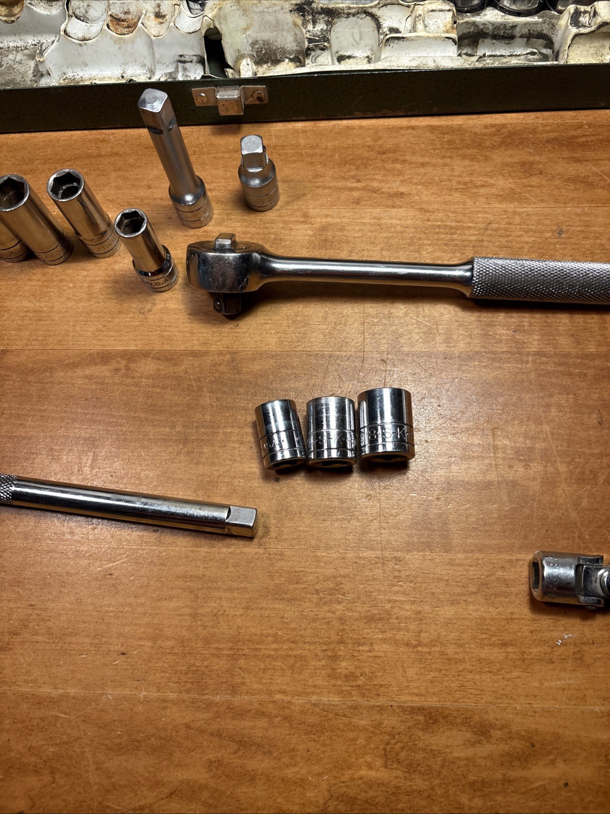 Vintage S-K Tools 3/8″ Drive Socket Set. plus Box. SAE SK USA