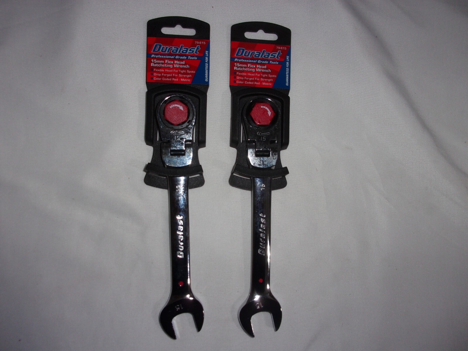 Lot Of 2 Duralast 15mm Flex Head Ratcheting Wrench 79-615 Brand New