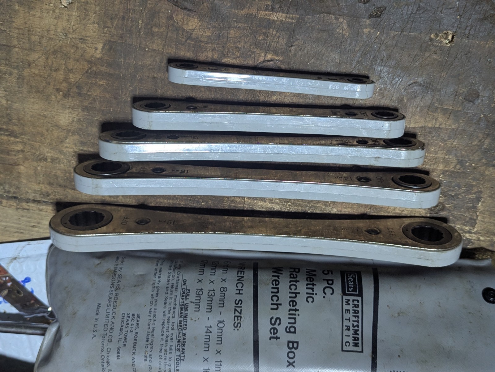 MINT Sears Craftsman 4369 Metric Box End Ratcheting Wrench Set 5Pc 6mm-19mm