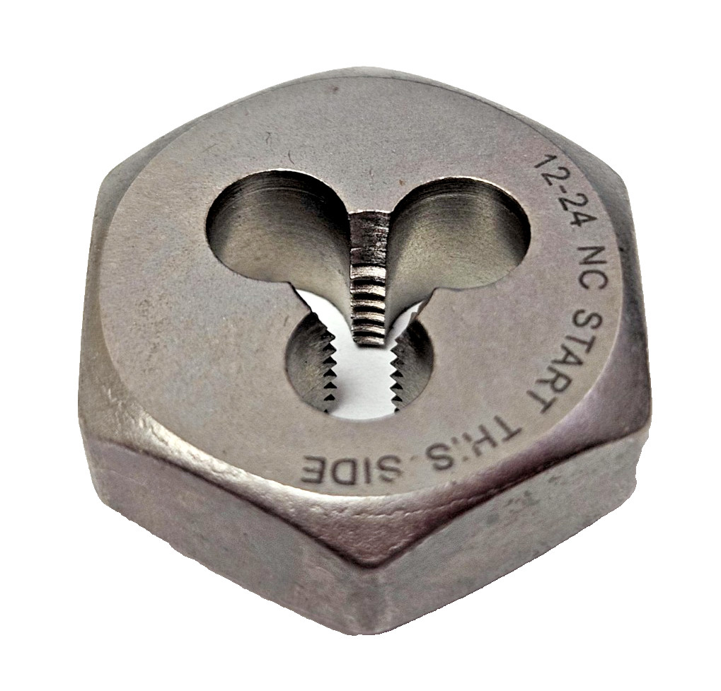 12-24 X 1″ Hex Die Irwin 6432 Carbon Steel SAE USA RH Rethreading Hanson 12/24