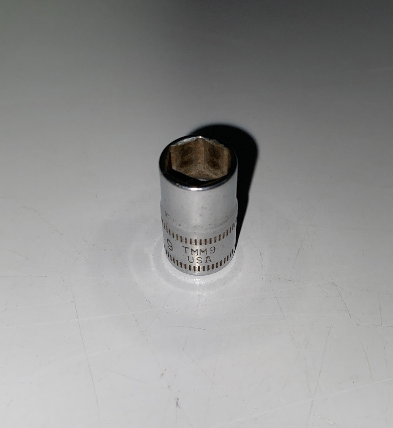 🔥Vintage Used Snap On 🇺🇸9mm 6 Point 1/4″ Drive Shallow Socket TMM9 9MM ✅