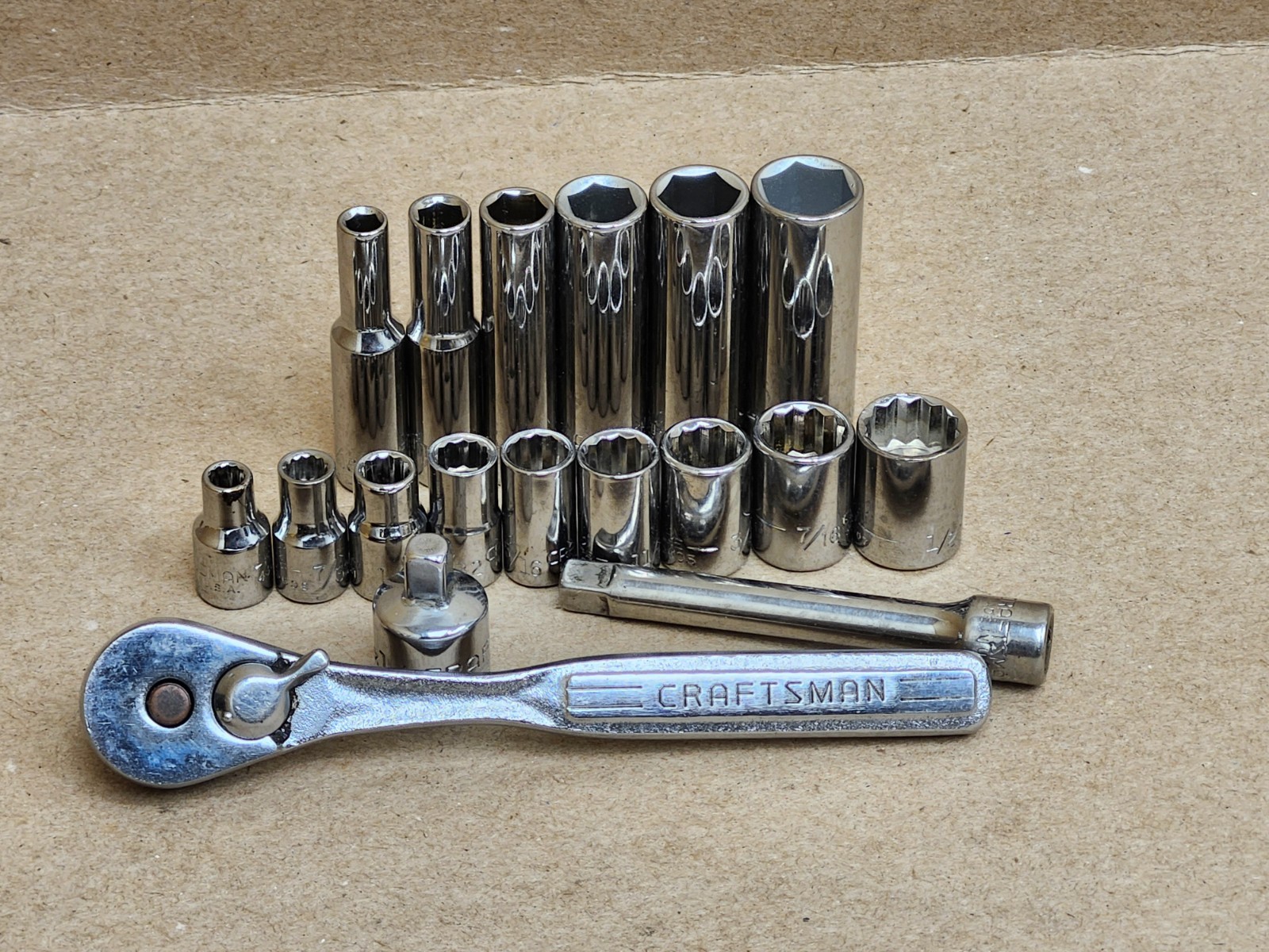 Craftsman 1/4 Ratchet V 43186 With Sockets, Adapter and 3″ Extension 18pc Set