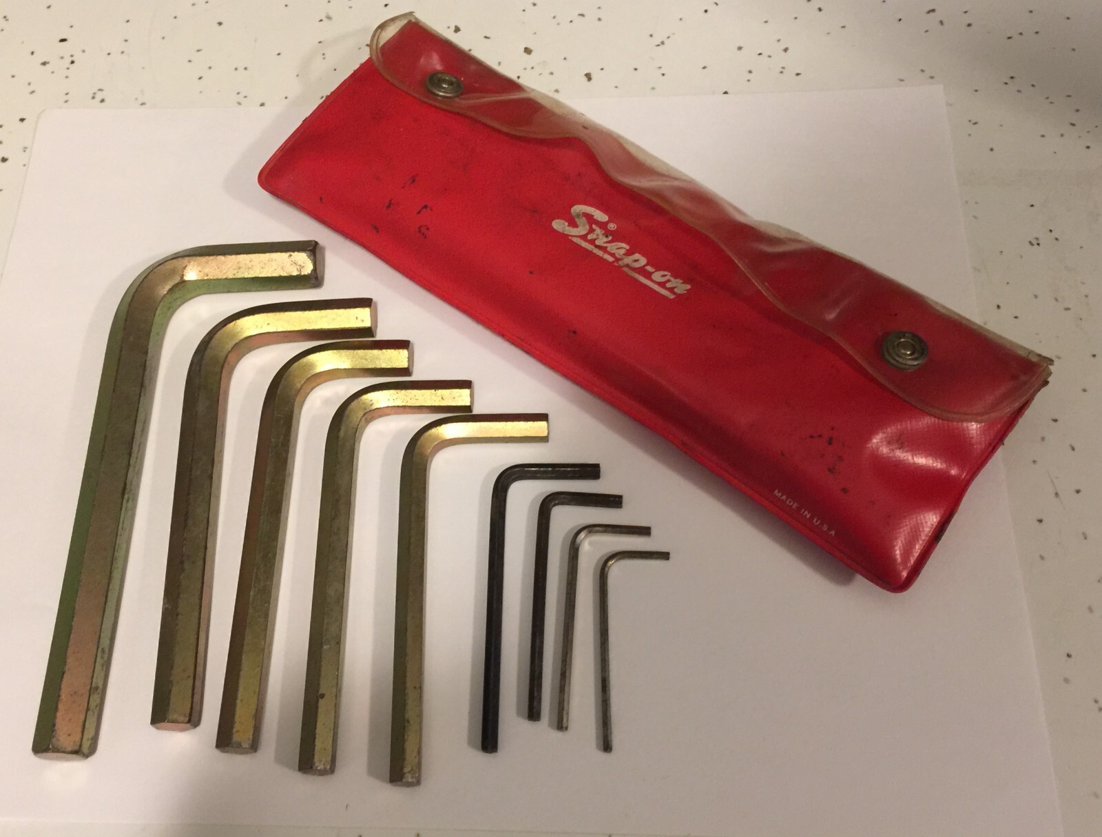 Vintage Snap-on Tools 5 Piece Hex Allen Wrench Set W/ Classic Red Pouch 