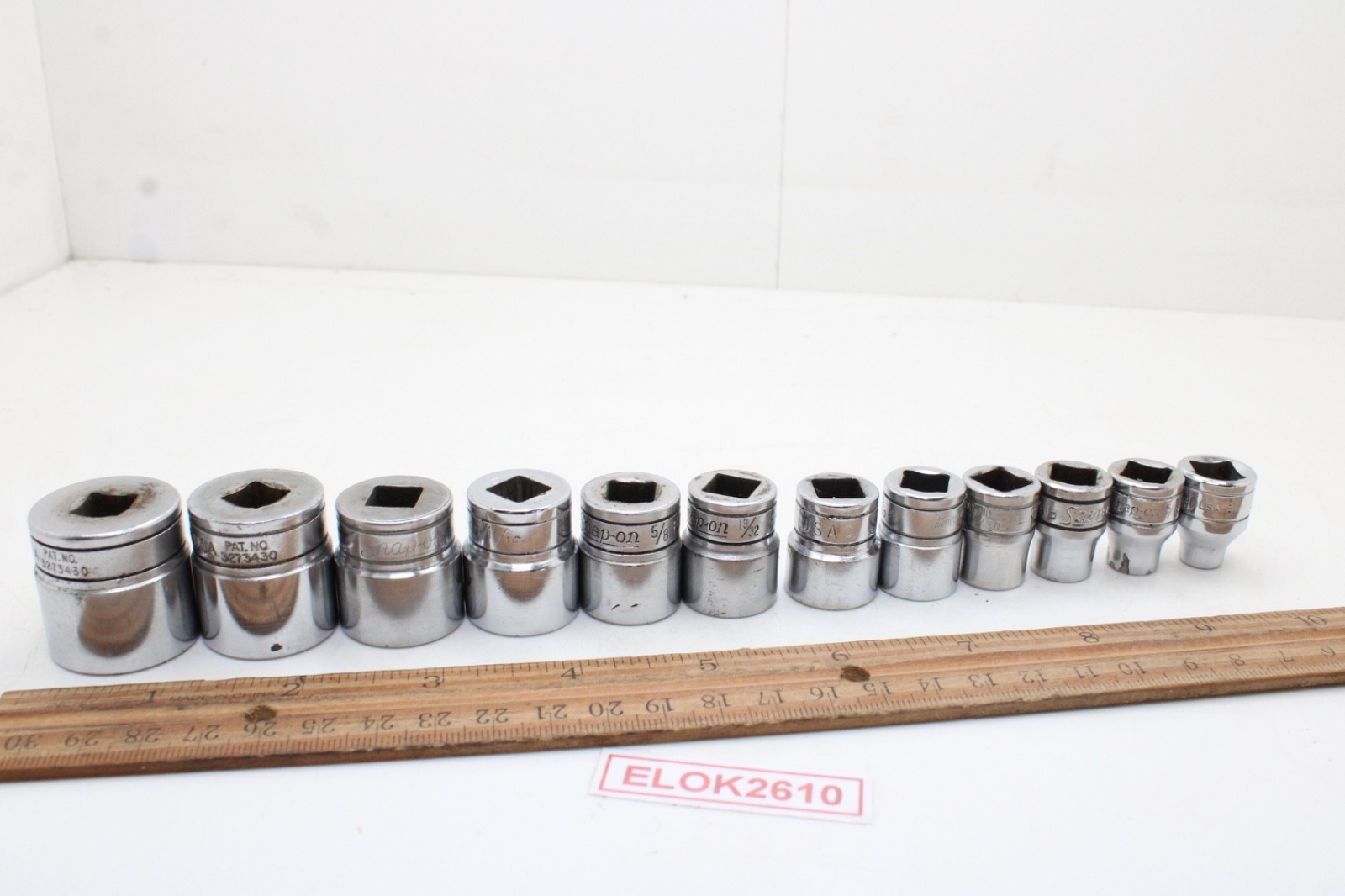 Snap-on F081 – F281 1/4-7/8″ 3/8″ Drive 12 Point 12 Piece SAE Chrome Set USA