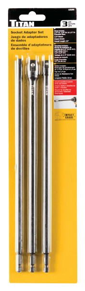 Titan 15206 3pc 12 Inch Impact Hex Shank to Square Drive Socket Adapter Set