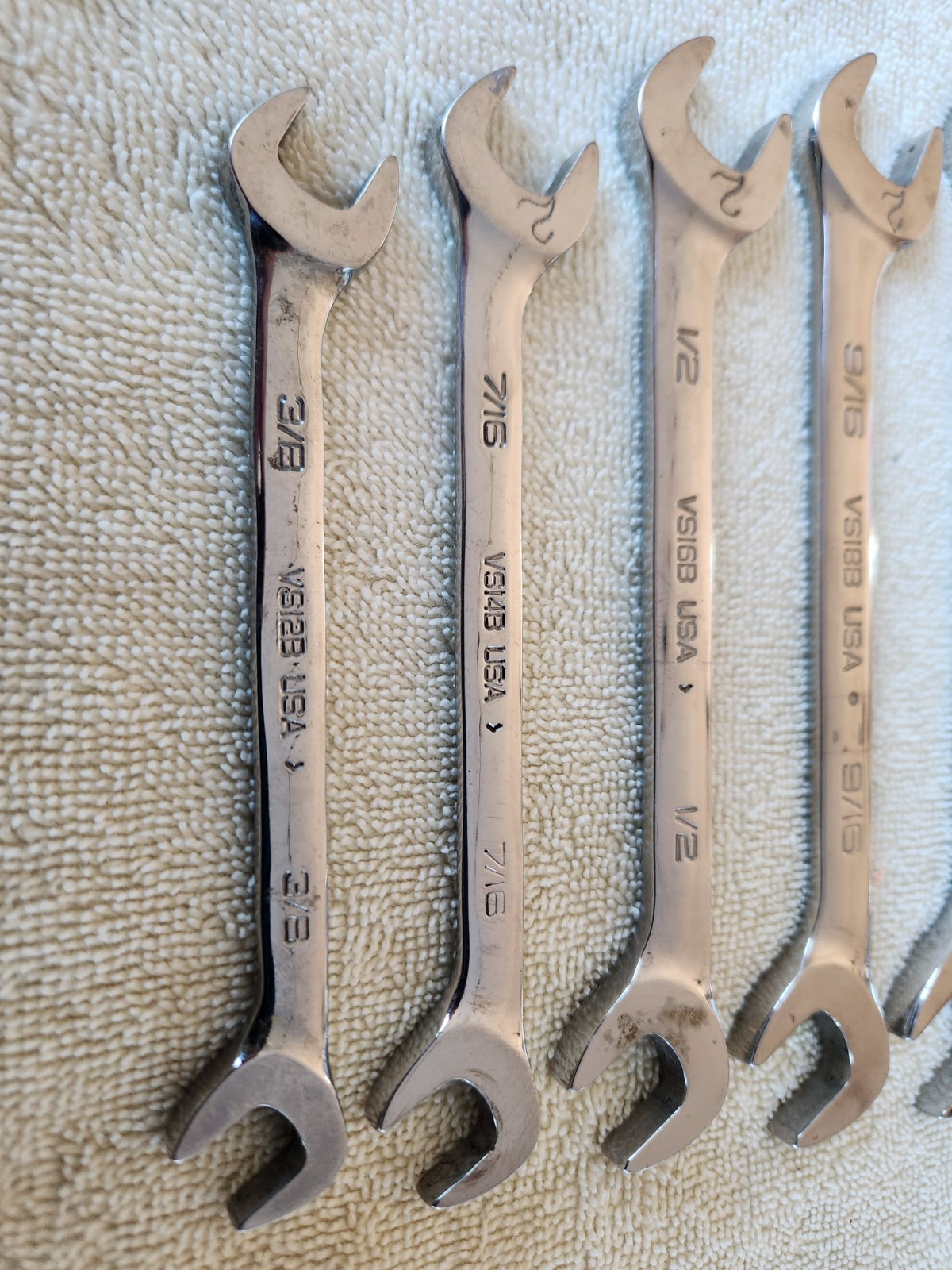 Snap On 7 Piece SAE Four-Way Angle Head Open-End Wrench Set VS807B