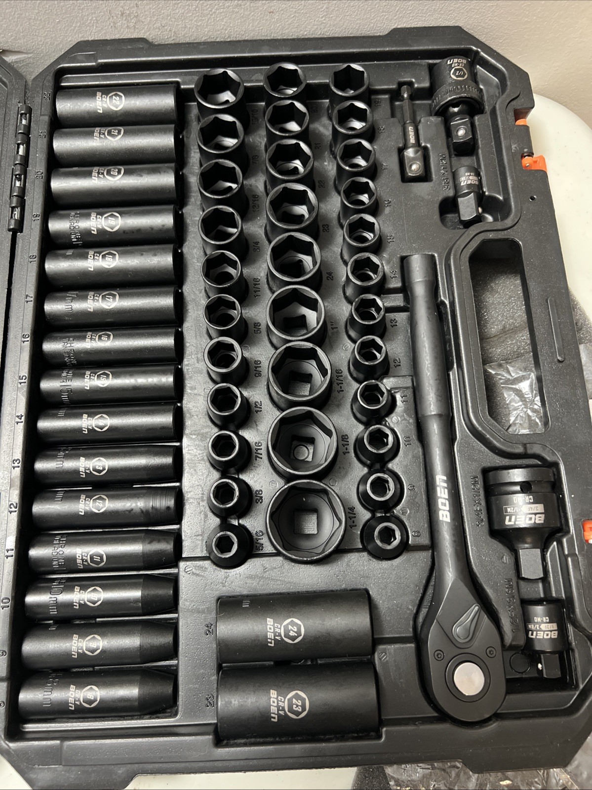 72 Pcs BOEN 1/2” Drive Impact Socket Set Standard SAE & Metric + Accessories NEW