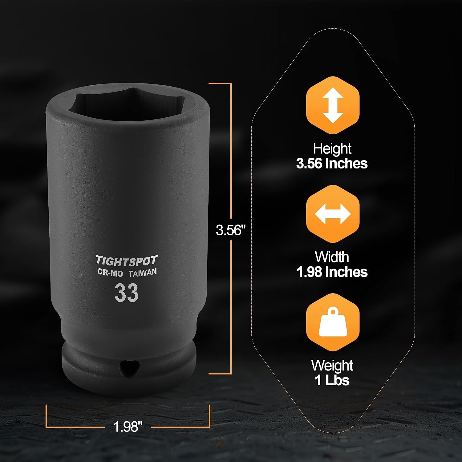 Professional Grade 33mm Impact Socket – CR-MO 3/4″ Drive for Strong Performance