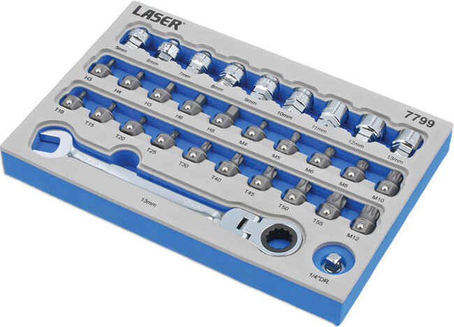Laser 7799 31 Piece Low Profile Bit & Go Thru Alldrive Socket Set