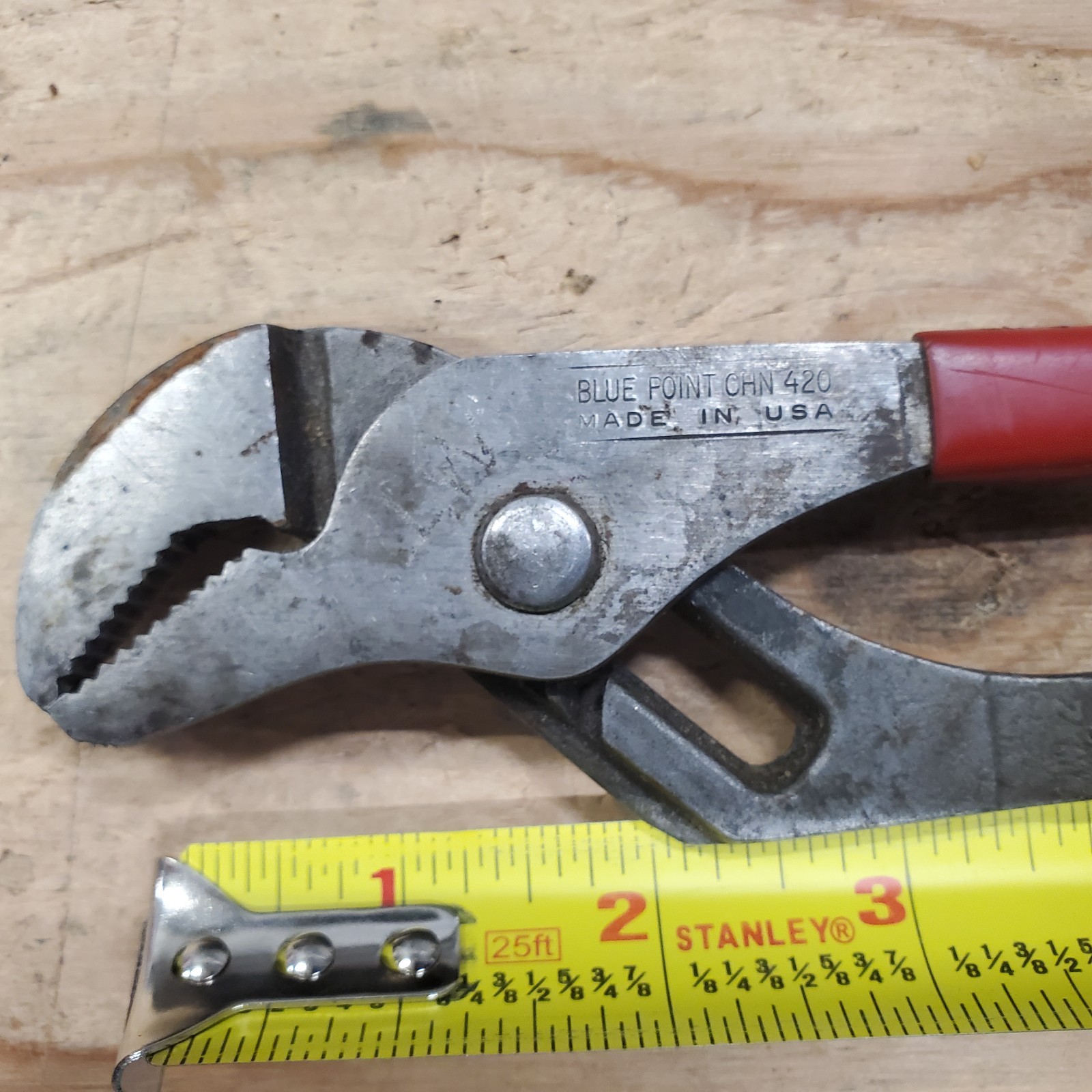 Blue Point Tools CHN 420 10” Slip Joint Pliers Red Handle USA Vintage