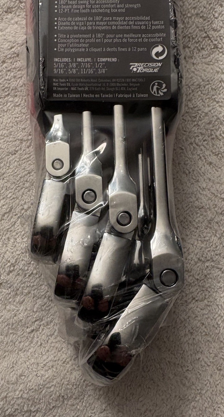 Mac Tools 8 Pc. 12 Pt. SAE Flexible Head Ratcheting Wrench Set