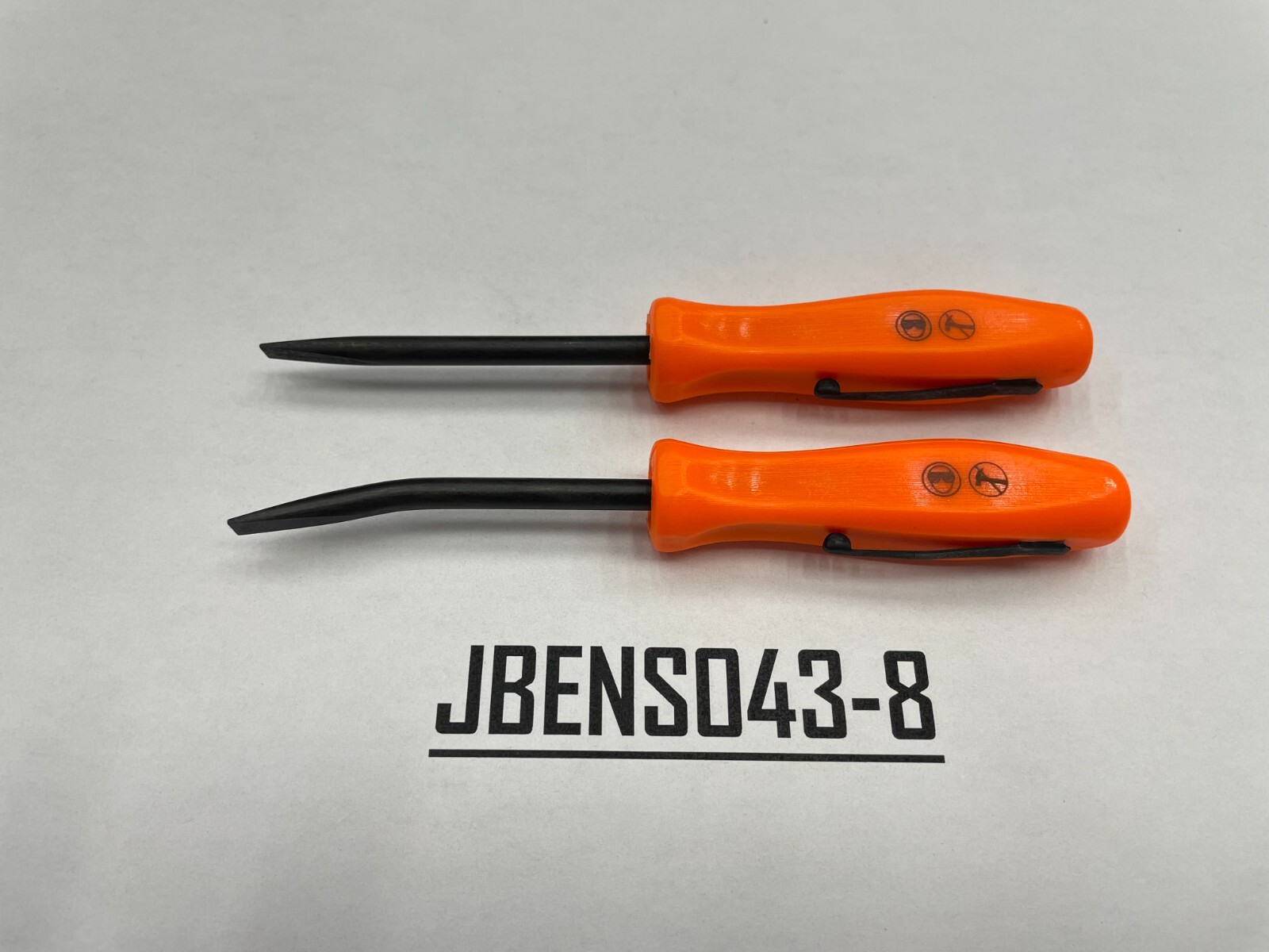 Snap-on Tools NEW 2pc ORANGE 5″ Length Straight & Bent Mini Pocket Prybar Set
