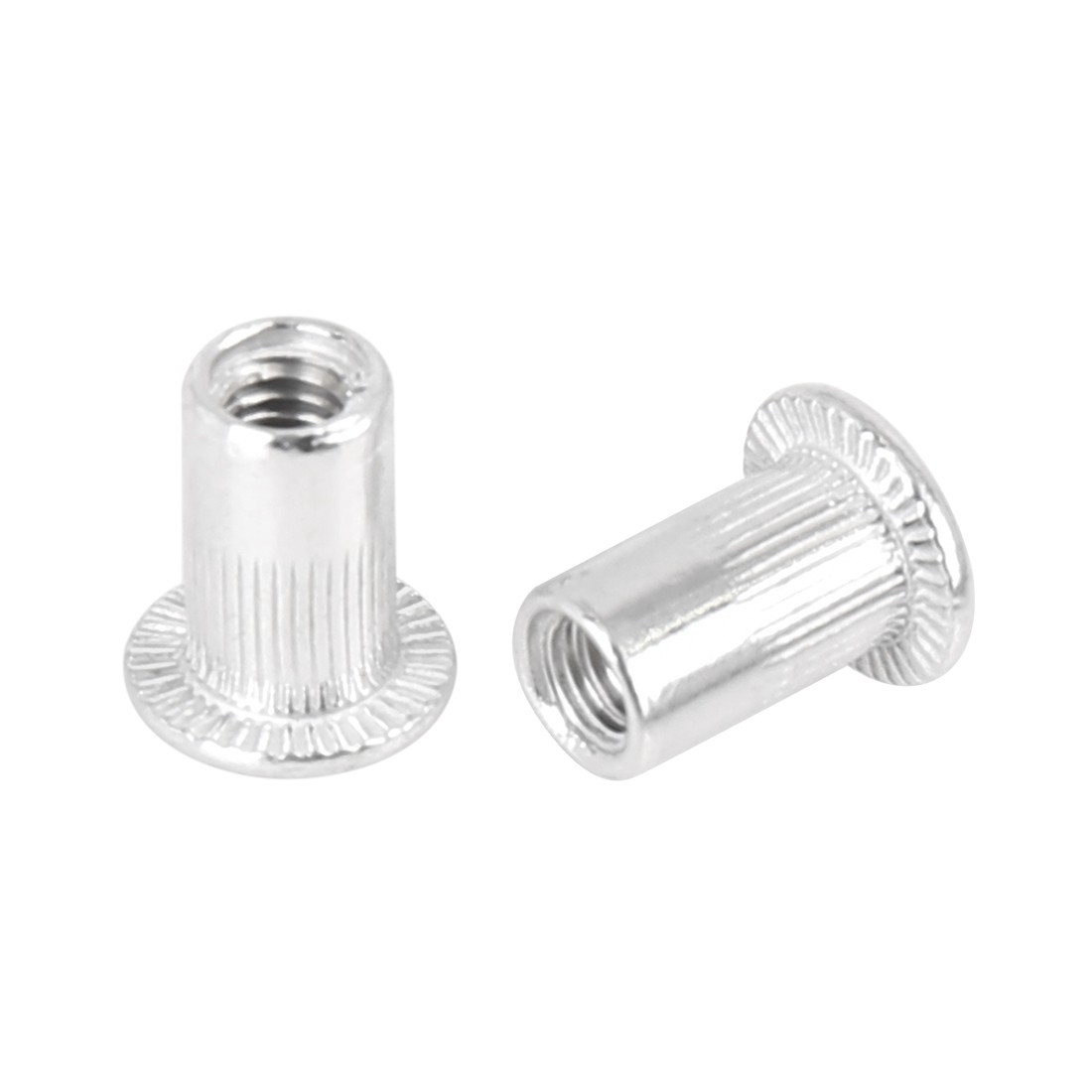 110 Pcs M4 Silver Tone Aluminum Alloy Car Flat Head Rivet Nut Threaded Insert
