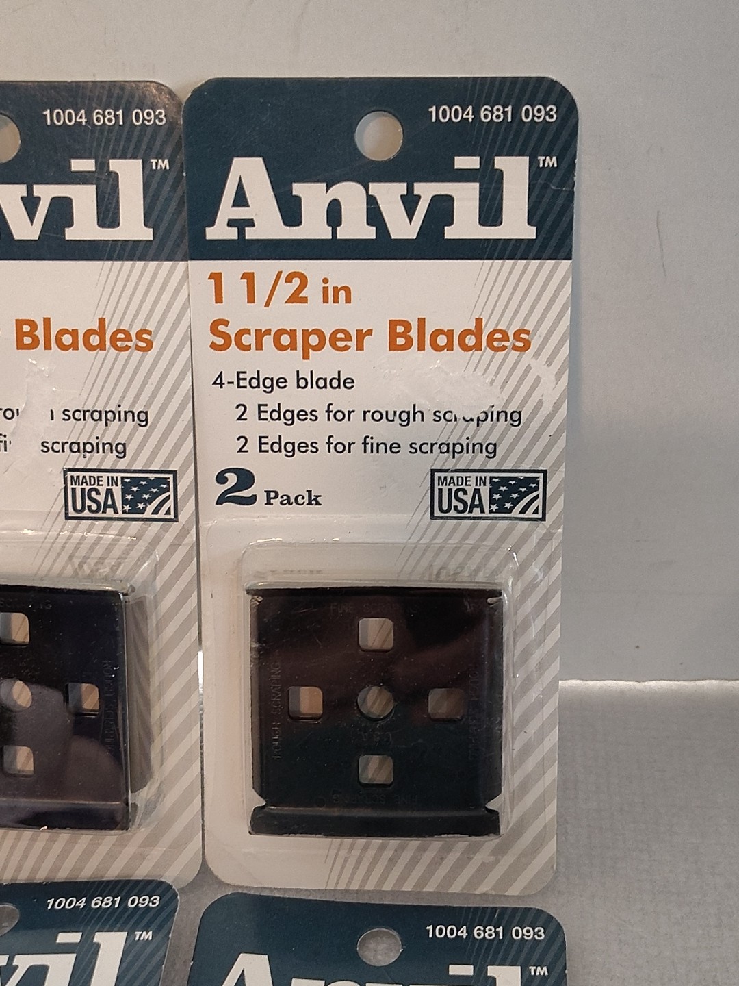 NEW 12 Ct / 6pks Anvil 4 Edge Blade 1-1/2″ Paint Scraper Blades CAN BE SHARPENED