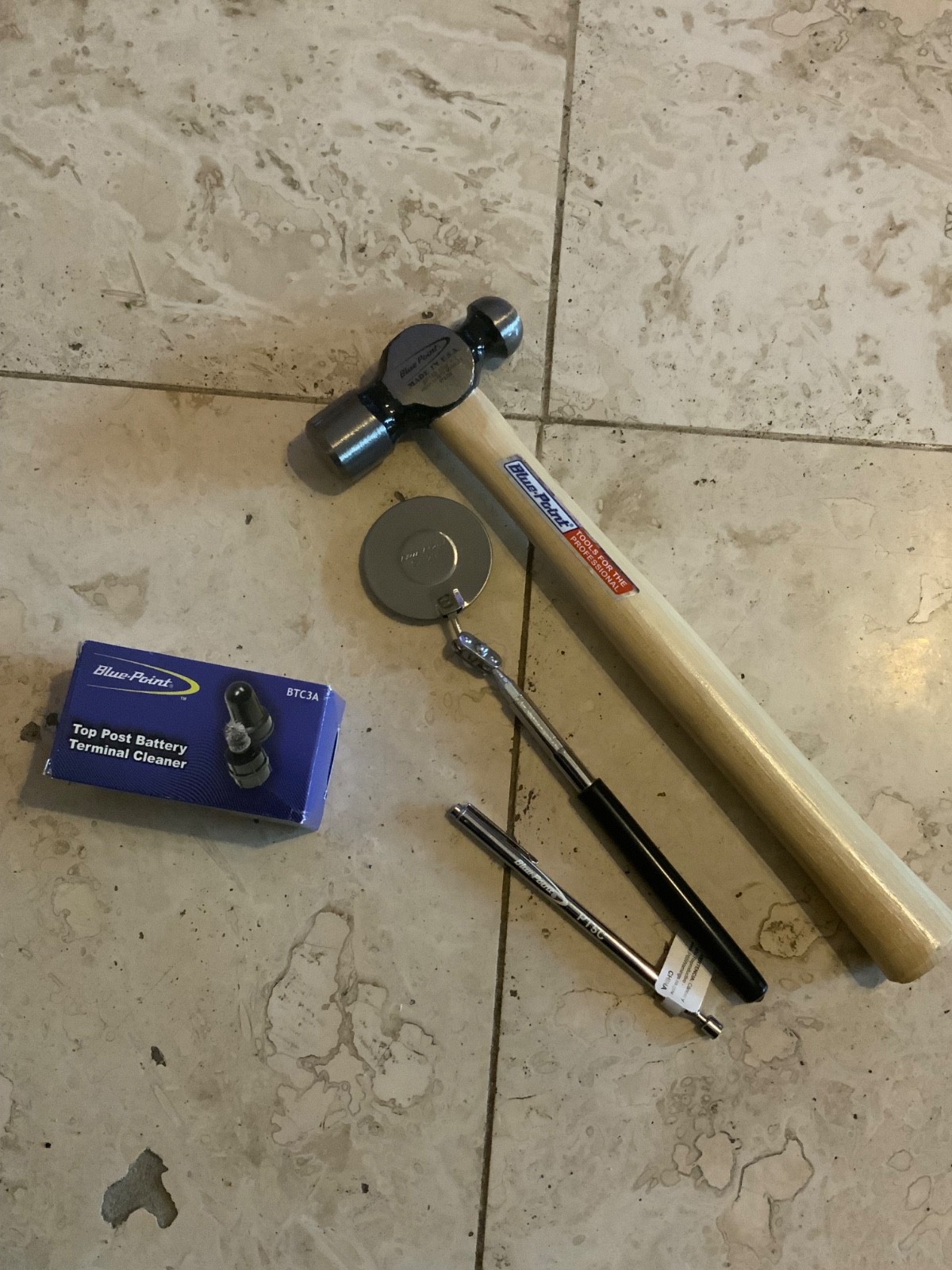 Blue Point 4 Pc Set – 16oz Hammer, Mirror, Magnet and Battery Terminal Cleaner
