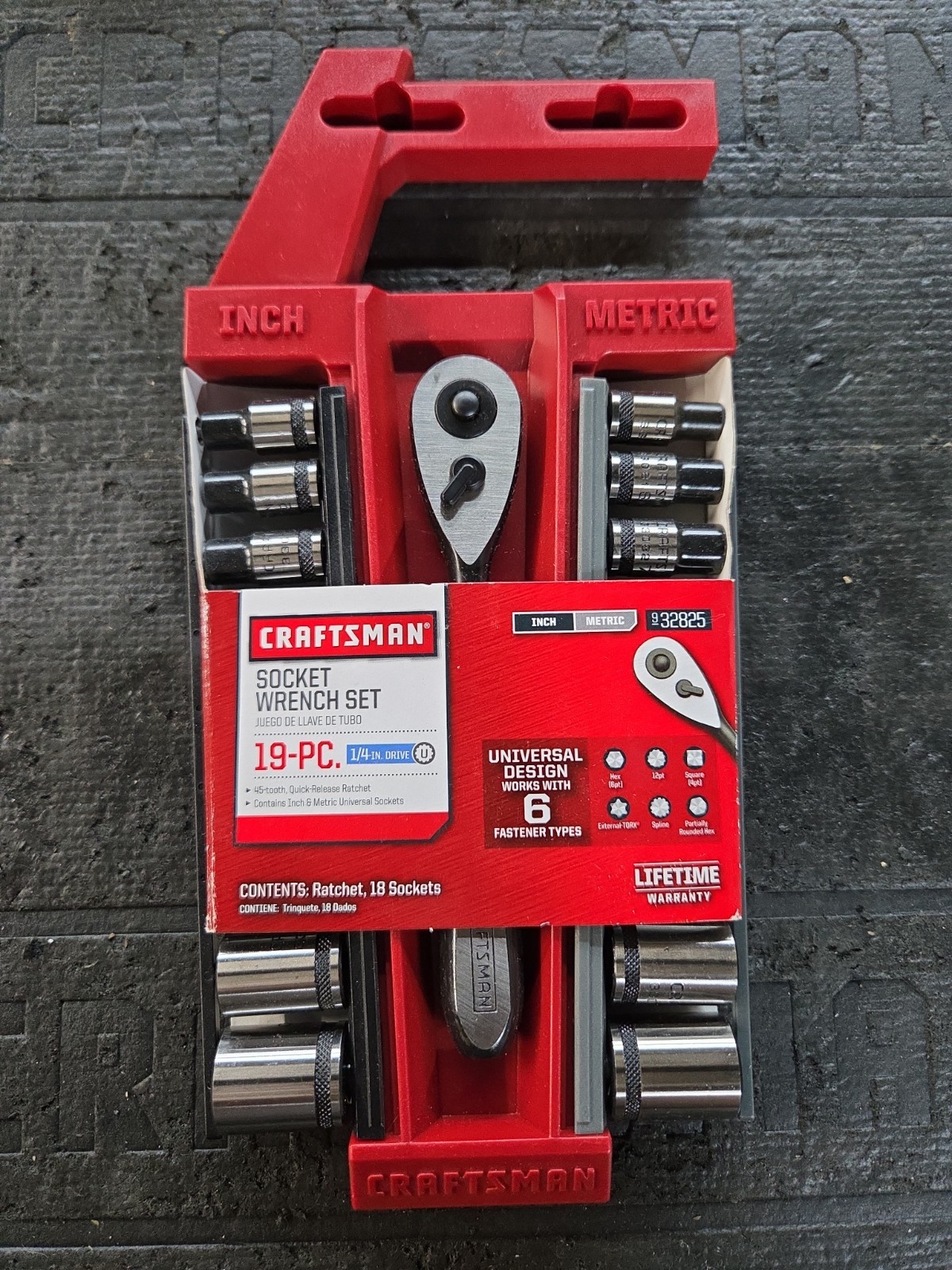 NOS Craftsman 19 Pc SAE Metric 1/4” Drive Universal Socket Wrench Set 32825