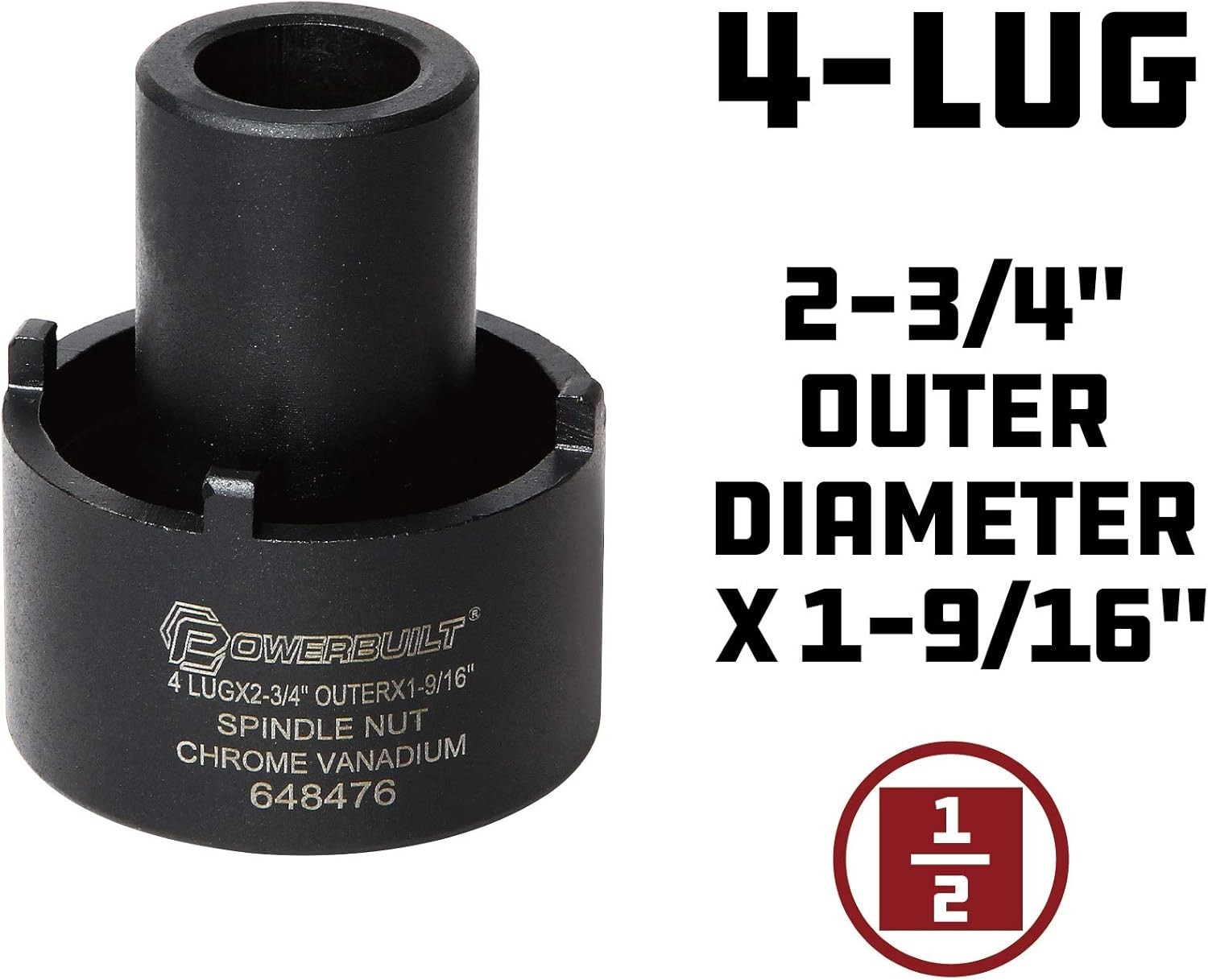 Heavy-Duty 4-Lug Spindle Nut Socket for Ford F250/350 – Chrome Vanadium