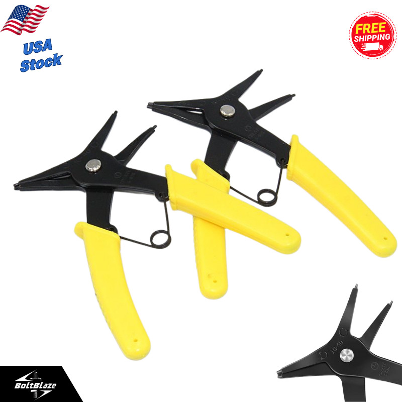 Snap Ring Pliers Set for 10-40mm Circlips, Heat-Treated Steel, Dual Function