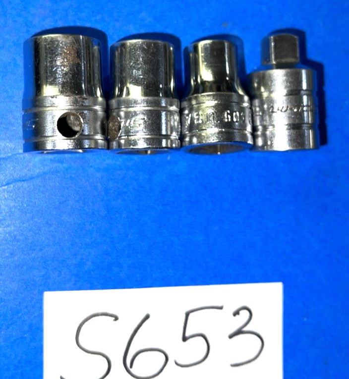 SNAP-ON TOOLS 4 PIECE 3/8 DR. SAE. INTERNAL & EXTERNAL PIPE PLUG SOCKETS
