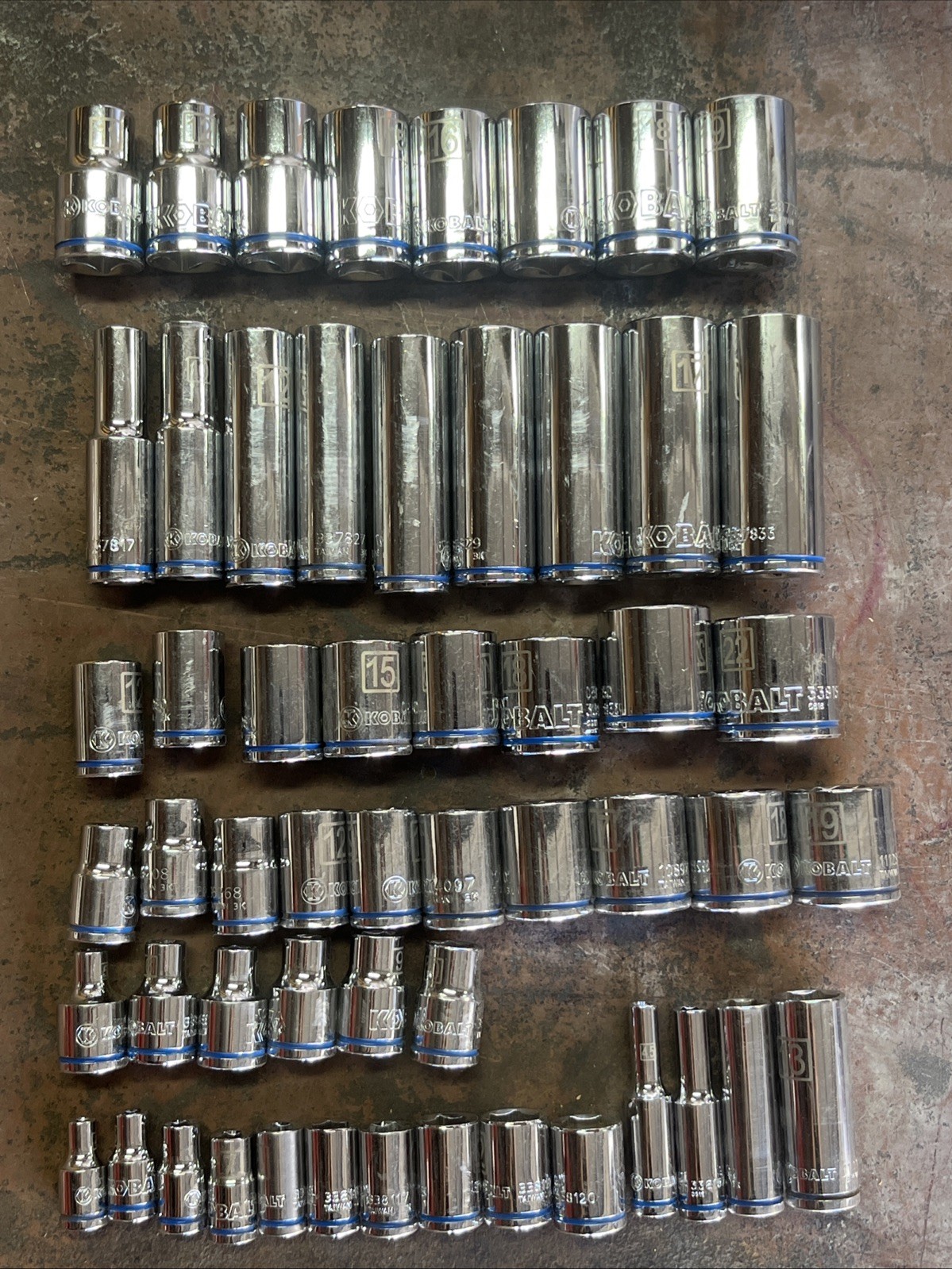 🔥 Kobalt 1/4 3/8 1/2 Drive 55 Piece 6 & 12 Point Short Mid Deep Socket Set Lot